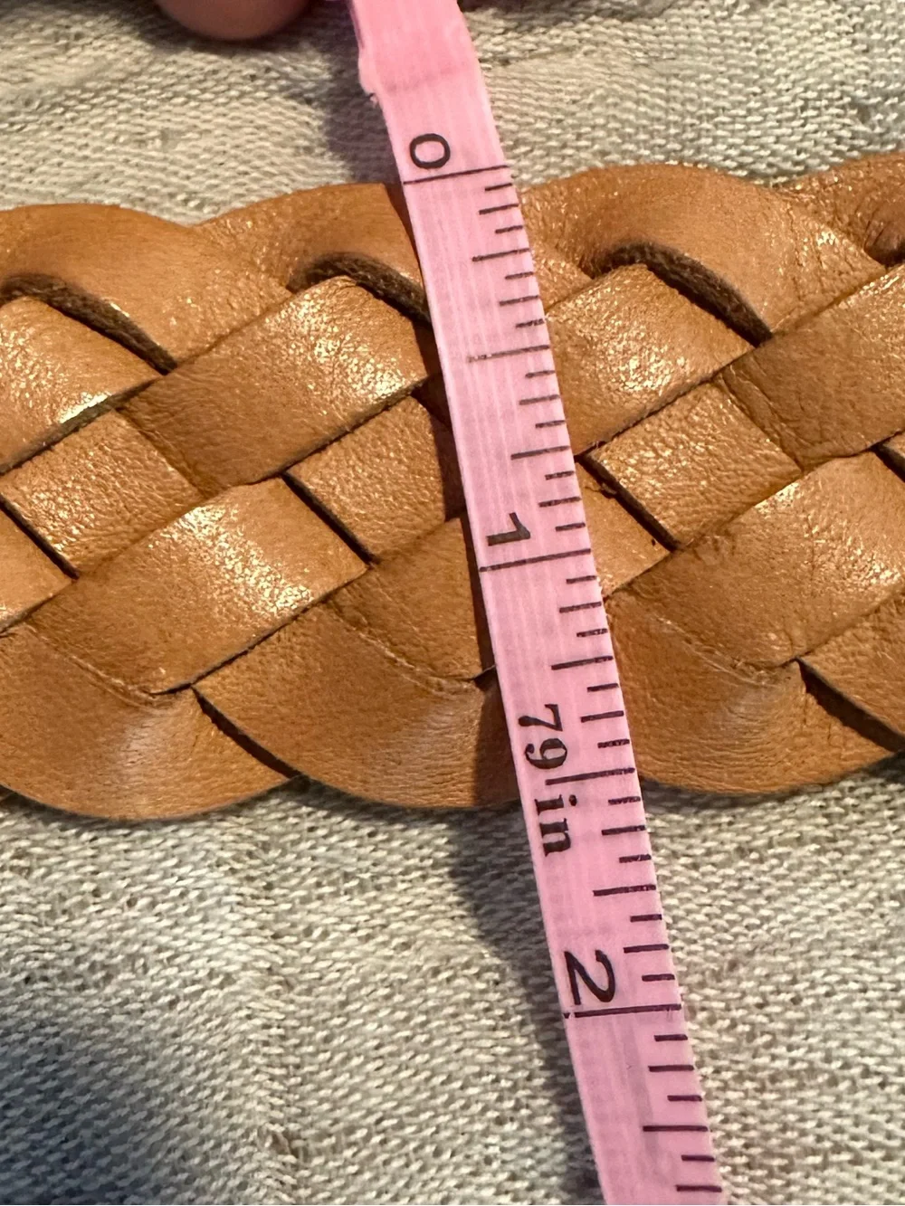 B-Low the Belt Genuine Leather Wide Braided Tan Waist Belt Women’s Size S/M